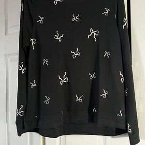Lucky Brand Black Sweater with White Bow Accents